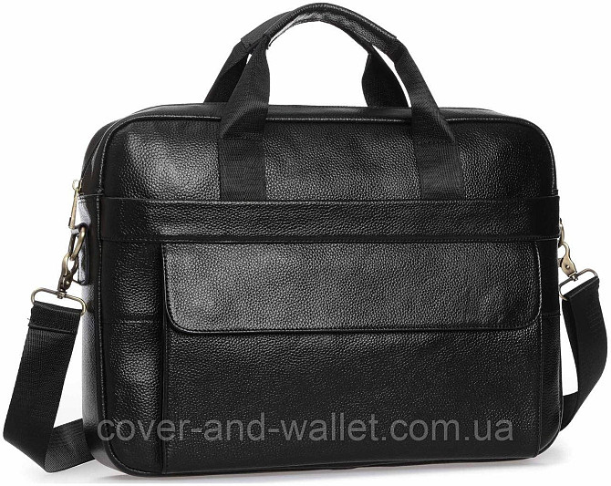 Мужская кожаная деловая сумка для ноутбука черного цвета ST Leather Киев - изображение 2