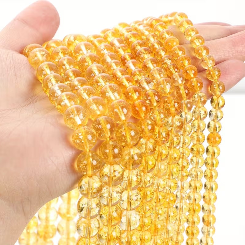 Намистини цитрин на нитці — прозорі жовті, близько 60 шт Київ - фото 3