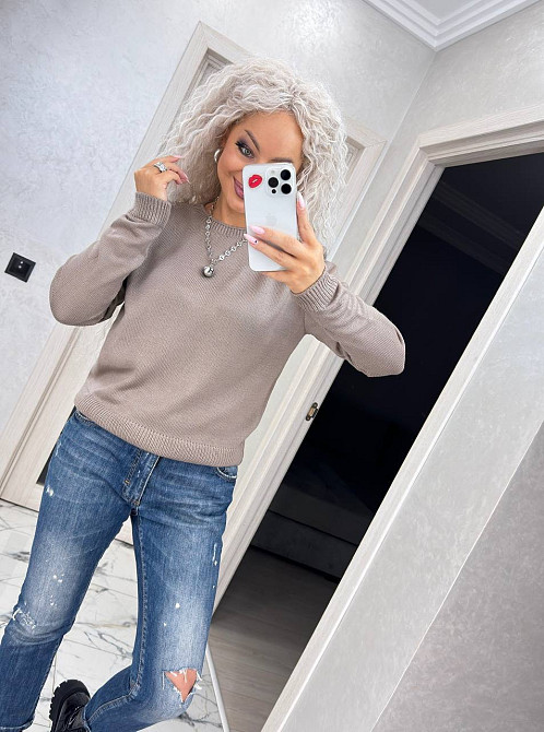 Джемпер кофта в'язаний теплий жіночий базовий Бежевий Київ - фото 3