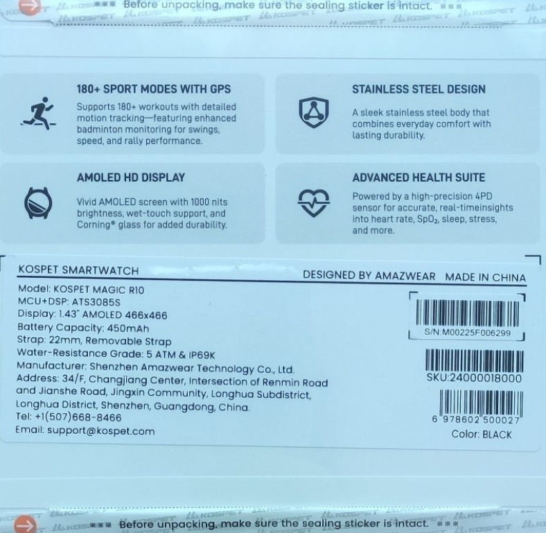 Смарт-часы KOSPET MAGIC R10 GPS Black. Харьков - изображение 2