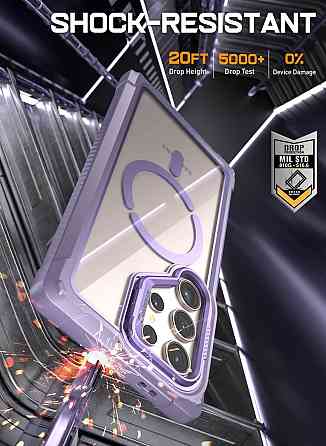 Чохол Poetic Guardian для Samsung Galaxy S24 Ultra 6.8" Purple/Clear захисний протиударний з підставкою камери та захисним склом, Київ