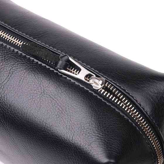 Нессесер мужской большого размера из гладкой кожи на молнии Украина GRANDE PELLE 16767 Черный Киев