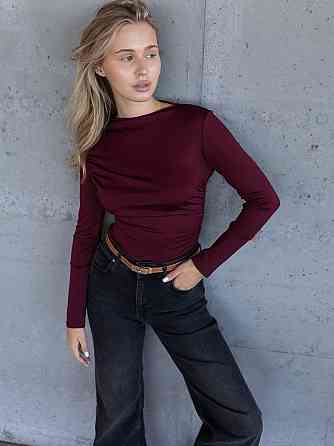 Жіночий базовий боді з драпіруванням мікродайвінг Бордо, 46/48 Одеса