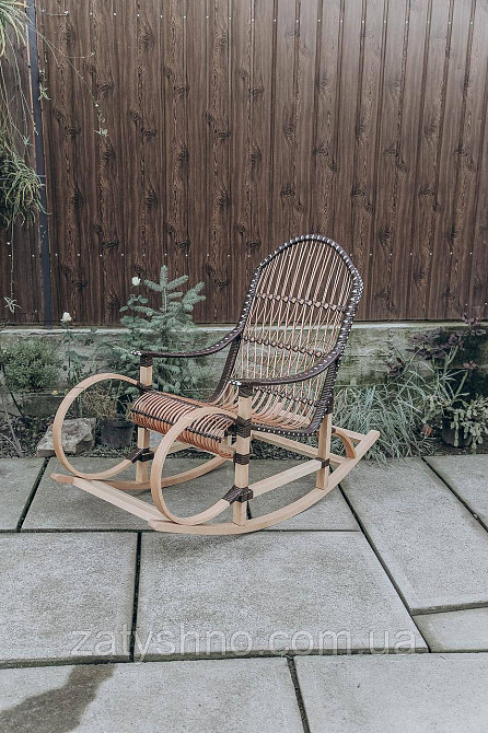 Кресло качалка плетеная черная | Кресло-качалка плетеное из лозы | кресло качалка для дачи Киев - изображение 2