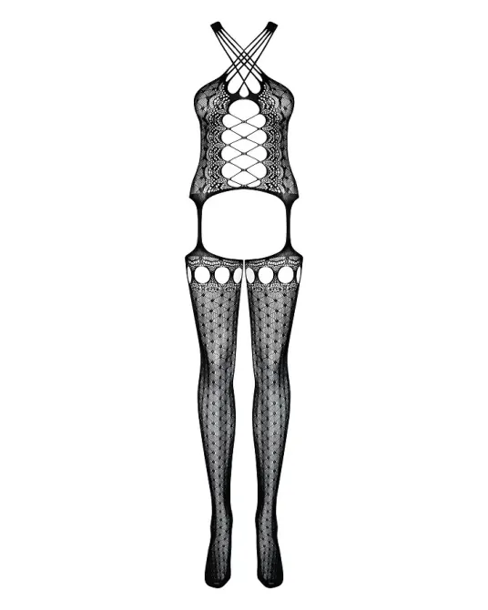 Бодістокінг Obsessive Bodystocking G313 S/M/L, шнурівка, геометричний декор Львів - фото 5