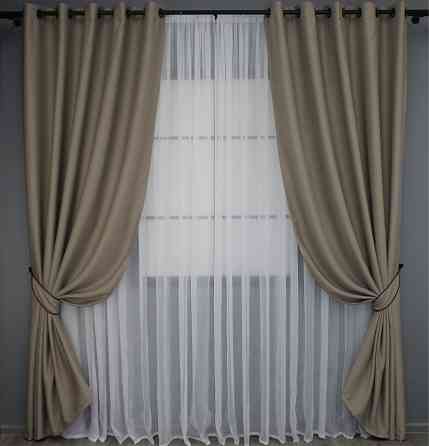 Комплект штор на люверсах VR-Textil Bagema Rvs № 1239ш 150х250 см 2 шт Молочний шоколад (37-0110) Київ