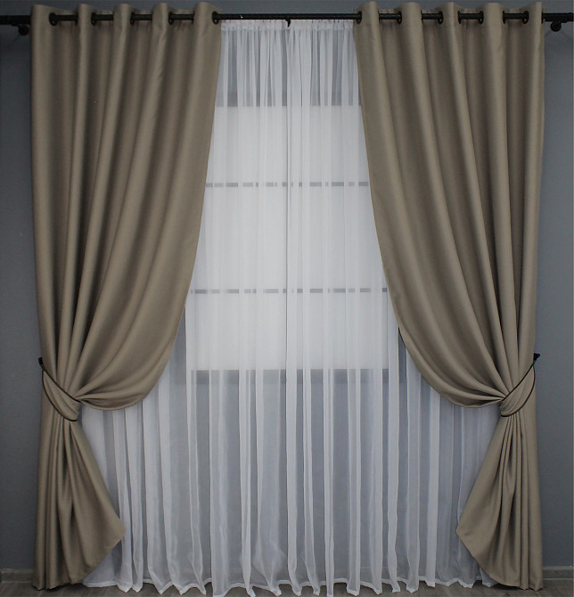 Комплект штор на люверсах VR-Textil Bagema Rvs № 1239ш 150х250 см 2 шт Молочний шоколад (37-0110) Київ - фото 2