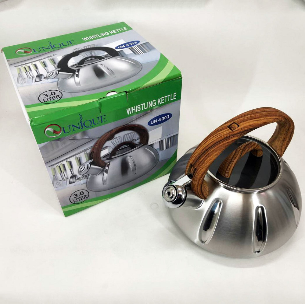 Чайник з нержавіючої сталі якісний Unique, Чайник газовий нержавіюча сталь Сучасний зі свистком MV-53 Львів - фото 9