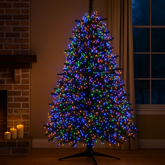 Новорічна гірлянда кімнатна роса Хвойна лапа 50 м 1500 LED зелений провід Мультиколір D1500L50MGML Київ