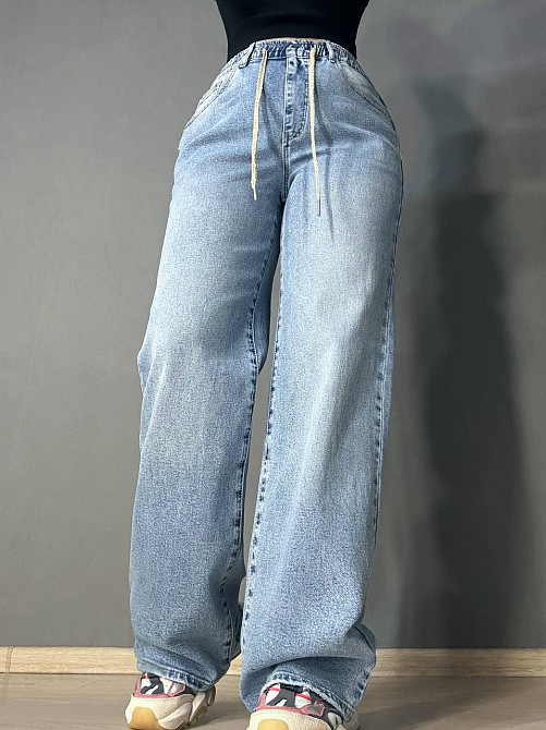 Джинсы женские Liana 1-047 палаццо с резинкой на талии стрейчевые большие размеры голубые , голубой, 42., 42, 113 см, 130 см Киев - изображение 5