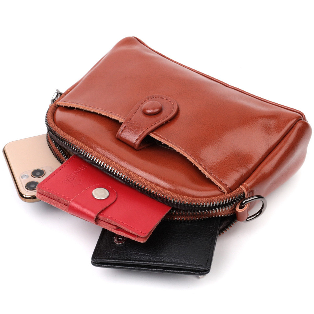 Глянцевая женская сумка на каждый день из натуральной кожи Vintage 22419 Коричневый Киев - изображение 8