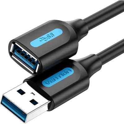Кабель продовжувач USB 2.0 M - USB 2.0 F 1.5м, PVC Type чорний, Vention Вінниця