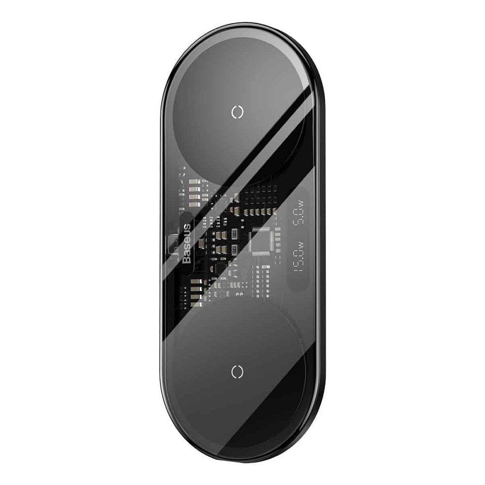 Бездротовий зарядний пристрій Baseus цифровий LED Display 2in1 20W, колір чорний універсальні version WXSX010101 Одеса - фото 1