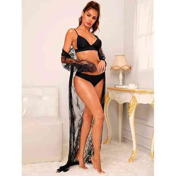 Еротичні гіпюровий халатик у підлогу — S/M — Еротична білизна Вінниця