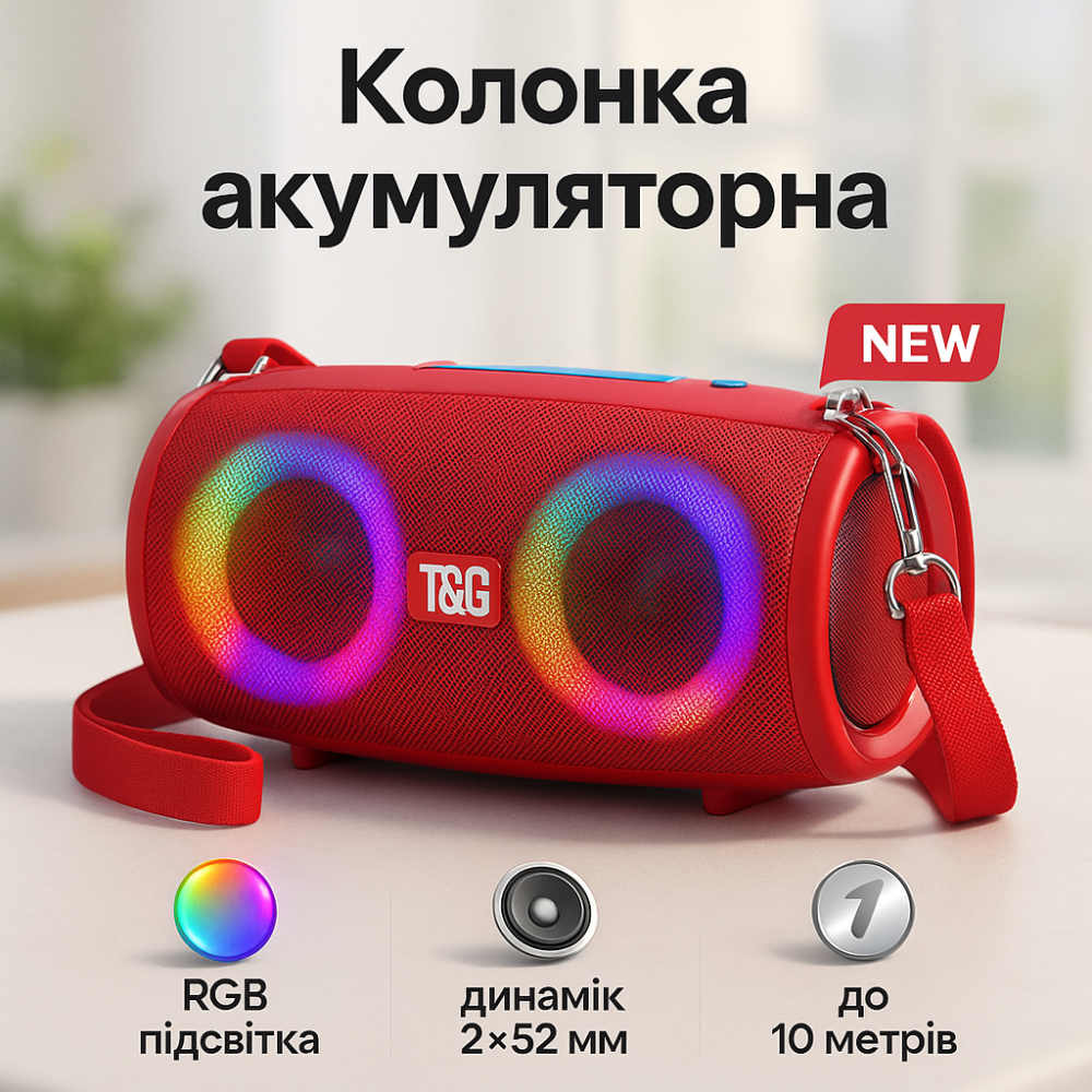 Bluetooth колонка з вбудованим світлодіодним підсвічуванням TG642, Якісна Bluetooth колонка ST-21 Львів - фото 18