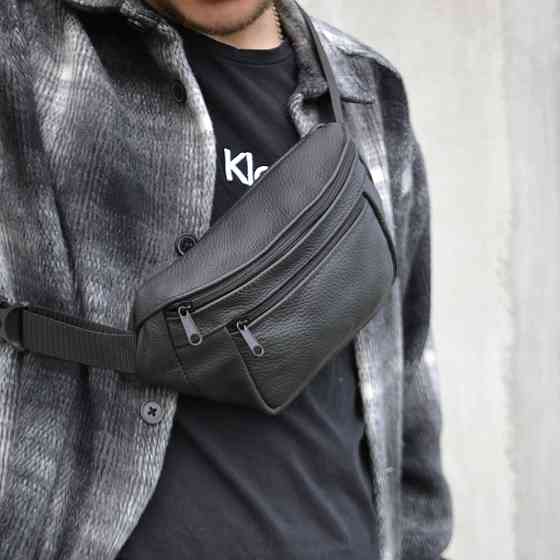 Стильная сумка бананка мужская кожаная коричневая Поясная нагрудная сумка натуральная кожа Киев