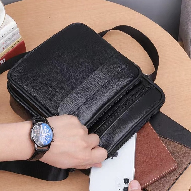 Мужская кожаная барсетка через плечо 22х26х9, мессенджер с ручкой Bexhill Bx-66503 черный Киев - изображение 6