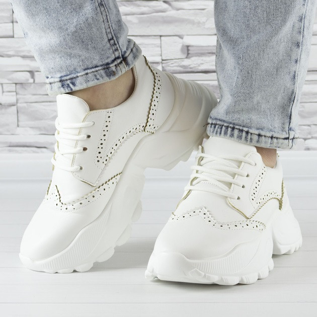 Женские Кроссовки на Танкетке Белые Слипоны Мокасины на Платформе (размеры: 38) - 20 Днепр - изображение 4