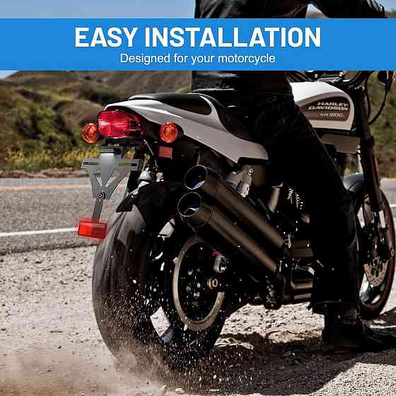 Крепление номерного знака для мотоцикла алюминиевое регулируемое с подсветкой и светоотражателем совместимо с Киев