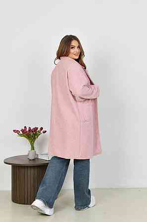 Жіноче стильне пальто з кишенями баранець на флісі Рожевий, 42/44 Одеса