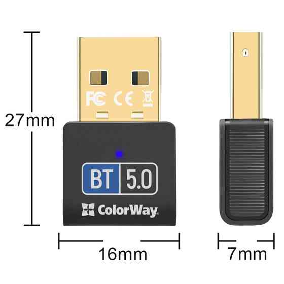 Адаптер Bluetooth v5.0 USB, чорний Colorway Винница