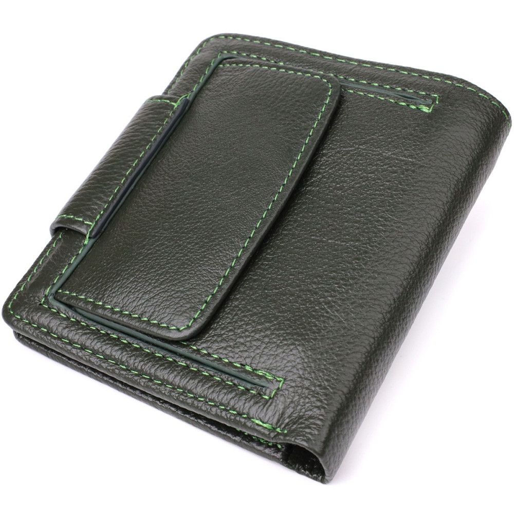Жіночий вертикальний шкіряний гаманець зелений (ST Leather) Київ - фото 18