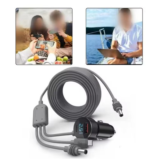 Кабель живлення 3м для Starlink Mini 3 в 1 з цифровим дисплеєм для систем 12-48 В (Сірий) Київ - фото 3