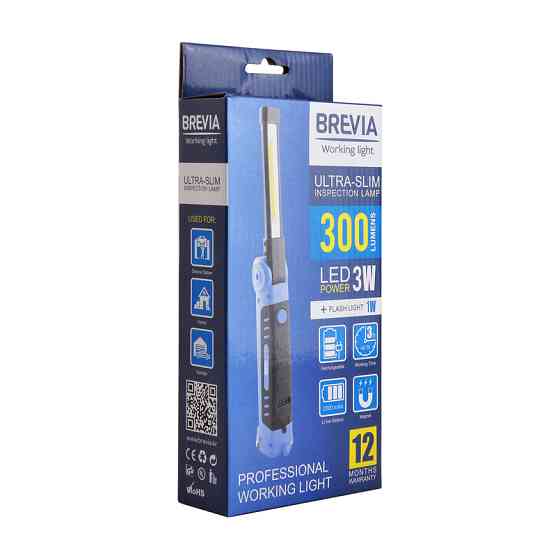 Ліхтар інспекційний Brevia LED Ultra-slim 3W COB+1W LED 300lm, 2000mAh, microUSB Львів