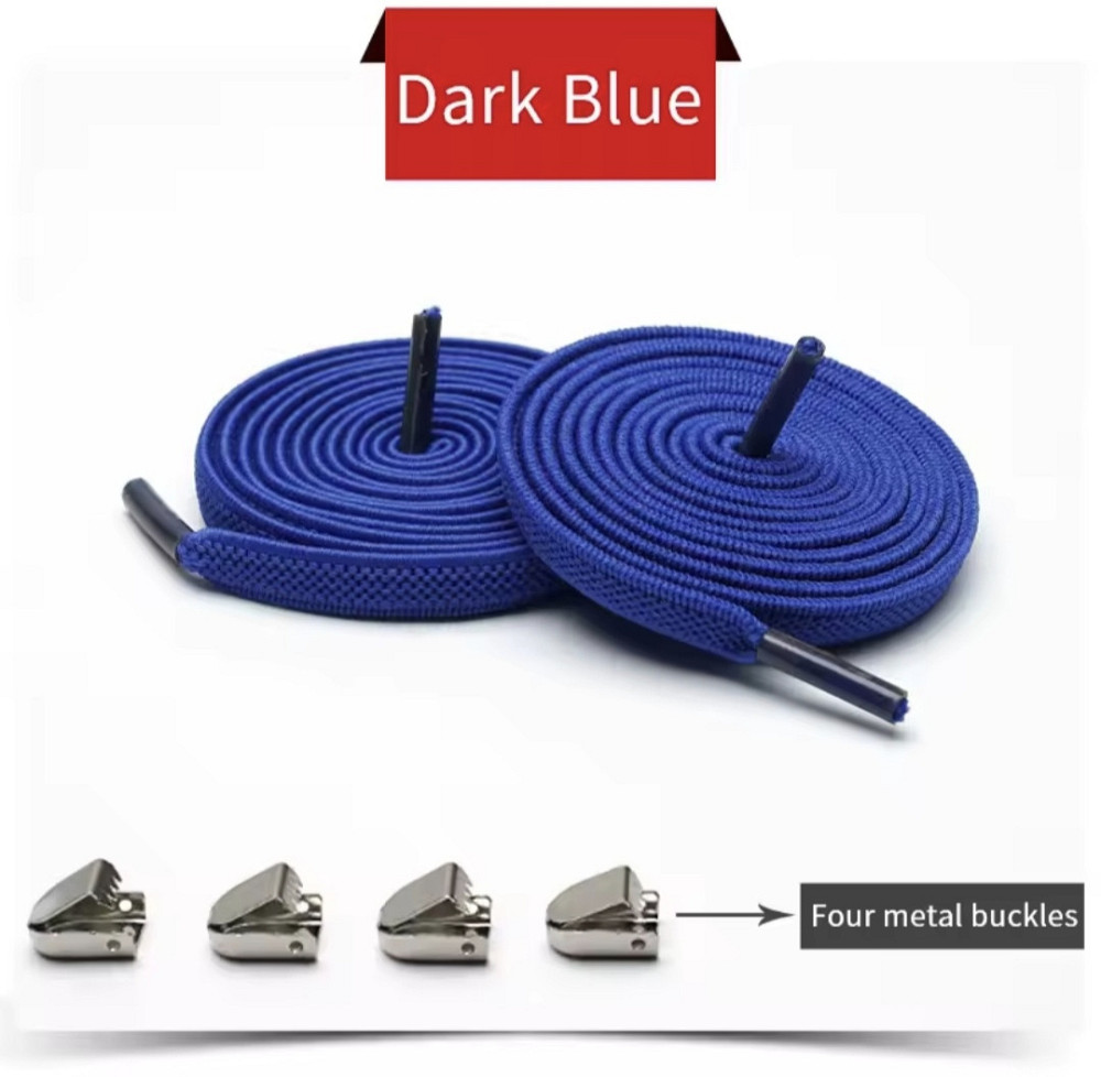 Еластичні шнурки без зав'язок з металевими фіксаторами Синій Смела - изображение 1