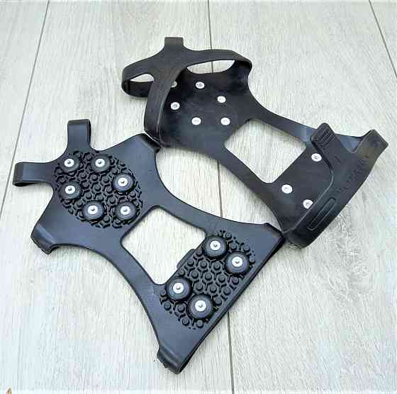 Льодоступи зимові з сталевими шипами, розмір 41–46, 10 шт — накладки протиковзкі для взуття Харків