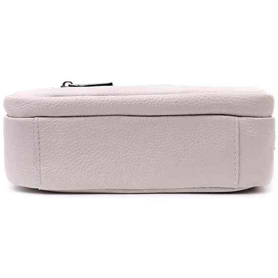 Зручна сумка жіноча з накладною кишенею з натуральної шкіри Vintage 22642 Біла Київ