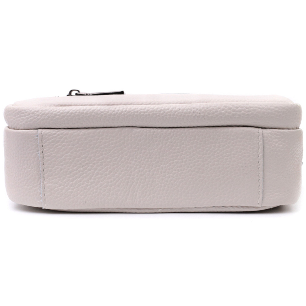 Зручна сумка жіноча з накладною кишенею з натуральної шкіри Vintage 22642 Біла Київ - фото 6