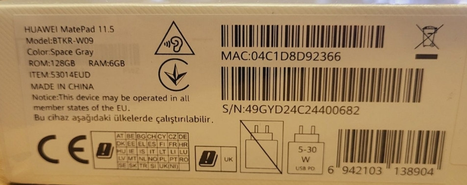 Планшет Huawei MatePad 11.5 53014EUD 6/128GB Space Gray Новые! Харьков - изображение 1