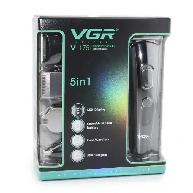 Машинка для стрижки VGR V-175 5в15 насадок, триммер для бороди та вусів, час роботи 120 хвилин, 5 вт потужність Одеса - фото 3