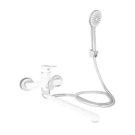 Змішувач для ванни Lidz Latwa 005 з душовим гарнітуром (LDLAT005WHI45425) білий/хром Київ