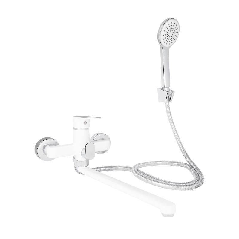 Змішувач для ванни Lidz Latwa 005 з душовим гарнітуром (LDLAT005WHI45425) білий/хром Київ - фото 1