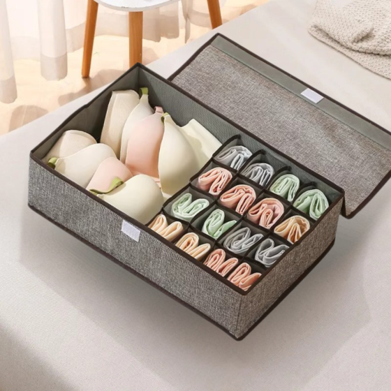 Органайзер для речей, нижньої білизни складаний з кришкою в шафу і гардероб для шкарпеток, трусів, футболок на 17 комірок Кам'янець-Подільський