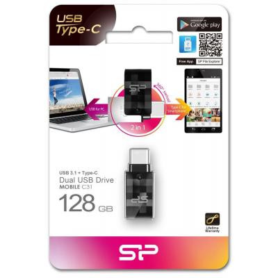 USB флеш накопитель Silicon Power 128GB C31 Silver USB 3.1/Type C (SP128GBUC3C31V1K) Винница - изображение 4