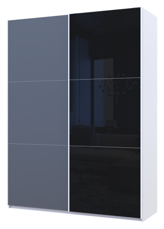 Шафа-купе двохдверна Doros G-Caiser 180х60х240 см Білий/Графіт/1 Чорне скло (DRS-011020) Дніпро