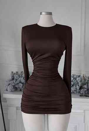 Женское спелое обаятельное мини платье качественный, плотный микродайвинг Шоколад, 42/44 Одесса