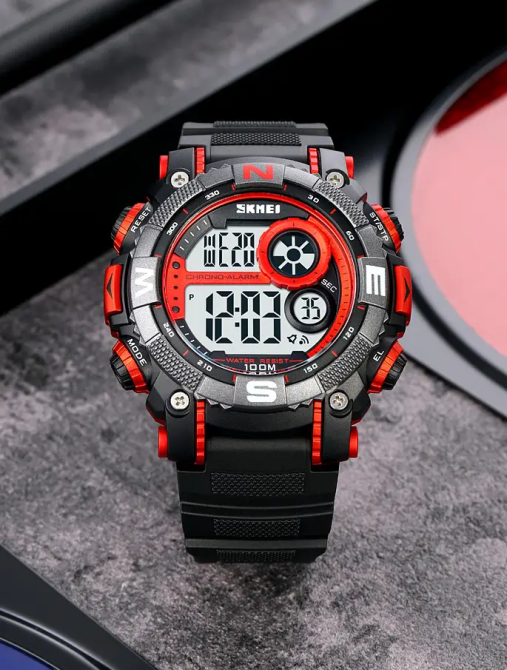 Мужские наручные кварцевые часы Skmei 1887 (Черный с красным) Винница - изображение 7