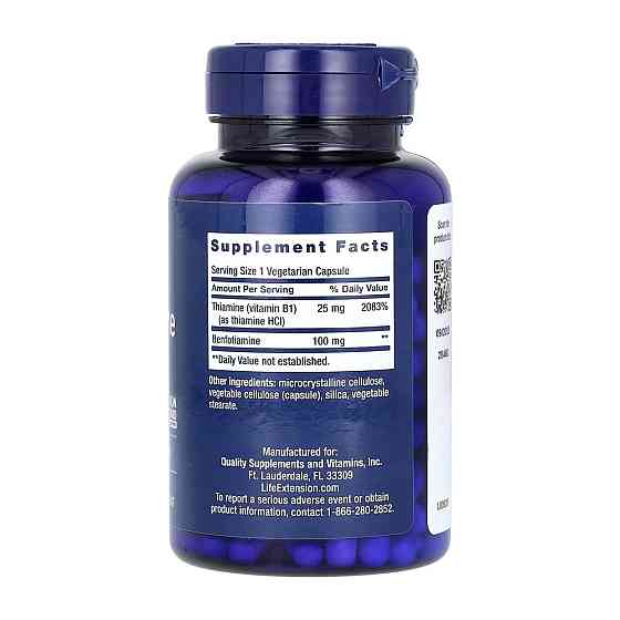 Бенфотиамин с тиамином Life Extension Benfotiamine with Thiamine 100 mg 120 вег капс Киев