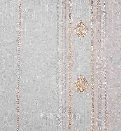 Шпалери вінілові на флізеліні AdaWall Seyyah 1.06х10 смуги широкі завитки розетки структурні бежеві золото Київ
