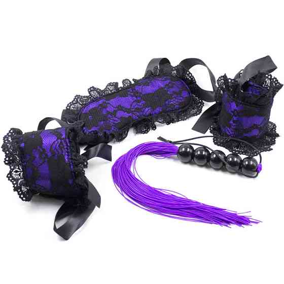 Мереживний БДСМ набір Purple Obedience, колір: чорно-фіолетовий Sex Aura Київ