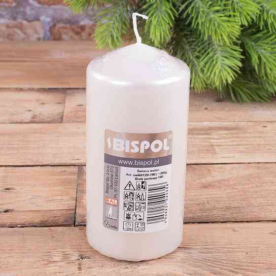 Свічка столова циліндр Bispol AURA Candles sw60/120-090 Білий Луцк