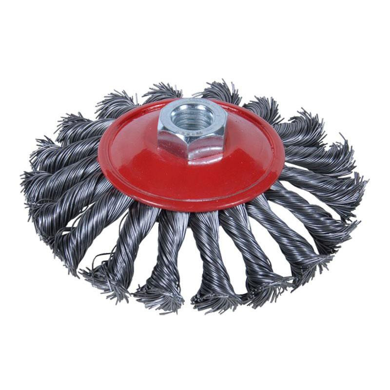 Щетка проволочная конусообразная Ø125мм М14×2мм (стальная витая) SIGMA (9024121) Ровно - изображение 1