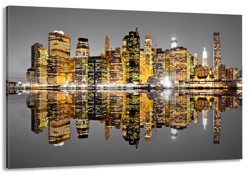 Картина полотно у вітальню / спальню      Нічне місто   MLP_234 ( 60х30см ) 40x80 см Київ - фото 1