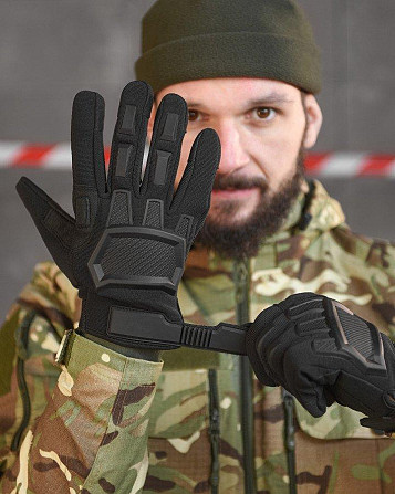 Рукавички тактичні M-Pact чорний із гумовими вставками Одесса - изображение 4