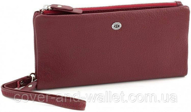 Бордовый женский кошелек-клатч из натуральной кожи на два отделения ST Leather Киев - изображение 8