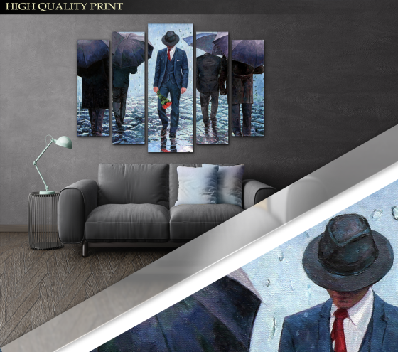 Модульна картина Люди Дощ Art-270_5 ( 80х118см ) Київ